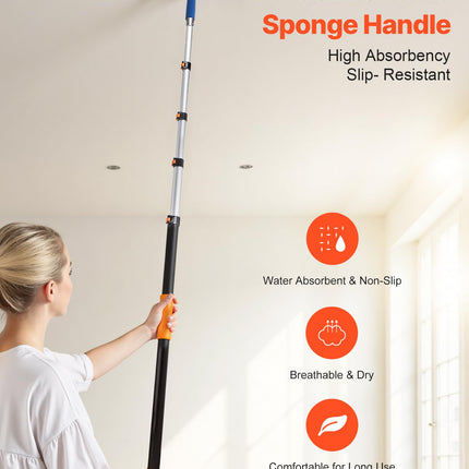 VEVOR Telescopic Extension Pole, 4.66-19 FT Multi-Purpose Extendable Pole, Sturdy Aluminum Alloy Paint Pole Extension with Flip-Lock Design, High Reach Roller Stick for Painting, Dusting and Cleaning