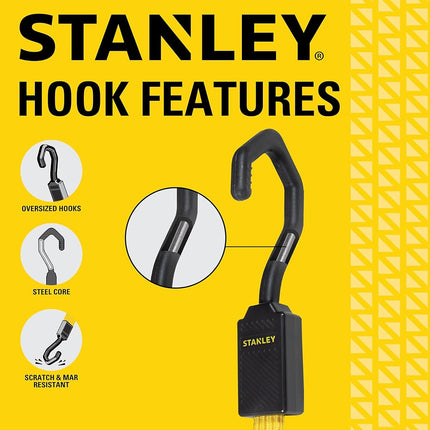 STANLEY S300324 Black/Yellow 24" Premium Flat Bungee Cord Straps, 2 Pack