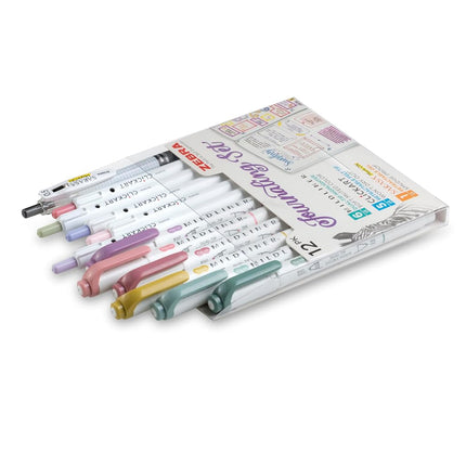 Zebra Pen Journaling Set, MILDLINER, CLiCKART & SARASA, Assorted, 12-Pack