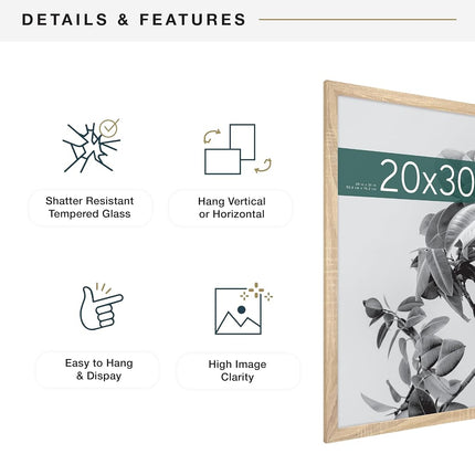 MCS Studio Gallery 20x30 Picture Frame Natural Woodgrain, Photo Frame for Photos, Posters & Art Prints (1-Pack)
