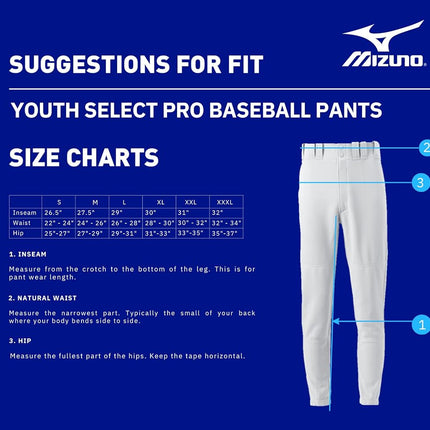 Mizuno Youth Premier Players Baseball Pant White