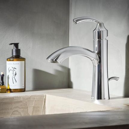 Moen 6170 Glyde Single Handle Bathroom Sink Faucet with Optional Deckplate, Chrome