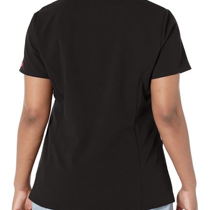 Dickies Xtreme Stretch Women Scrubs Top V-Neck 82851, Black, XS