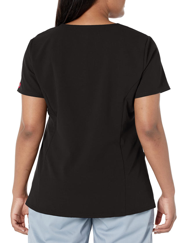 Dickies Xtreme Stretch Women Scrubs Top V-Neck 82851, Black, XS