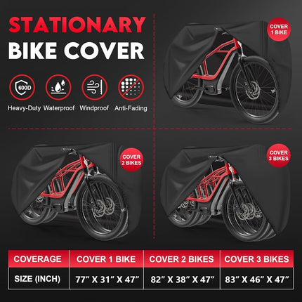 Zettum Bike Cover for 2 Bikes - 600D Bike Covers Outdoor Storage Waterproof & Heavy Duty, Bicycle Cover for 2 eBike, Mountain Bike, Road Bike, Hybrid Bike, Beach Cruiser Bike, Scooter and More