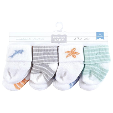 Hudson Baby Calcetines Ricos en Algodón para Recién Nacidos y de Felpa Unisex, Estrella de Mar, 6-12 Meses, Estrella de Mar, 6-12 Meses