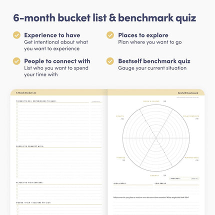 BestSelf Self Planner – 6-Month Undated Life Planner for Goal Setting, Time Management & Productivity – 7"x10" Mist Notebook