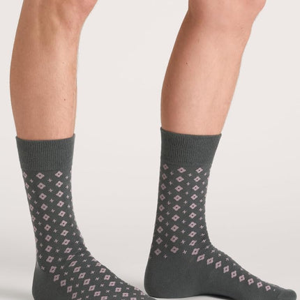 Ted Baker Men's 3 Pack Pattern Crew Dress Socks, Urban Chic/Grey Heather/Lavendula, One Size
