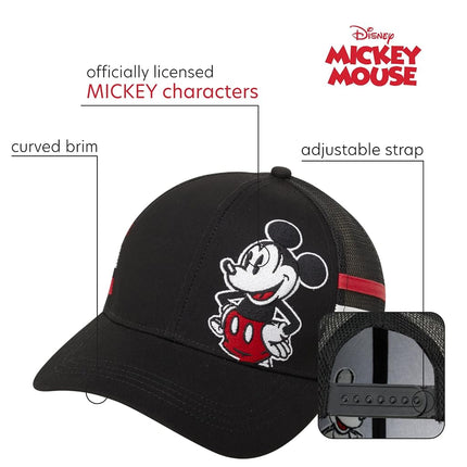 Disney Men's Baseball Cap Mickey Mouse Curved Brim Snap-Back Hat, Mickey Stripes