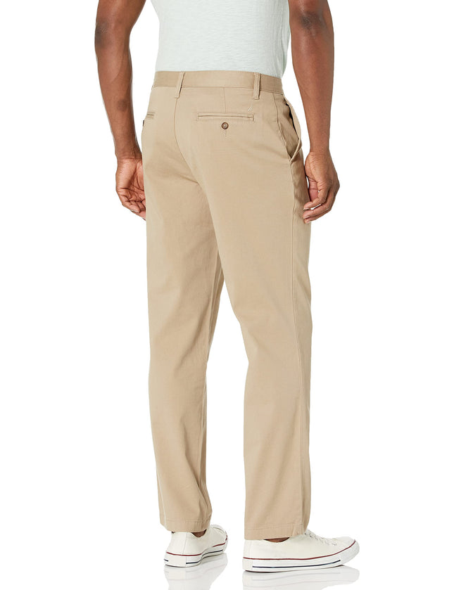 Nautica Men's Classic Fit Flat Front Stretch Solid Chino Deck Pant Business Casual, True Khaki, 42W x 34L