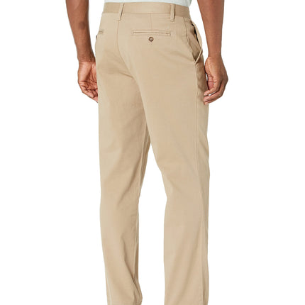 Nautica Men's Classic Fit Flat Front Stretch Solid Chino Deck Pant Business Casual, True Khaki, 34W x 30L