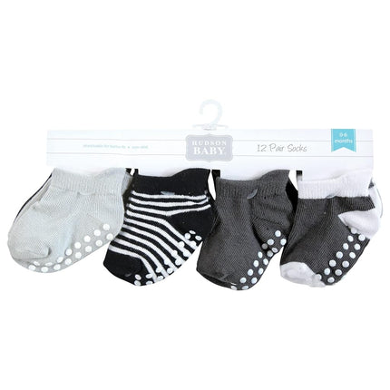 Hudson Baby Chaussettes antidérapantes invisibles unisexe pour bébé, rayures noires et blanches, 12-24 mois