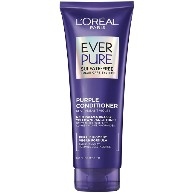 L'Oreal Paris EverPure Sulfate Free Brass Toning Purple Conditioner for Blonde, Bleached, Silver, or Brown Highlighted Hair, 6.8 Fl; Oz (Packaging May Vary)