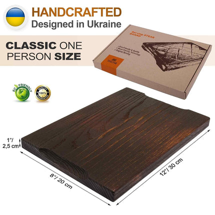 Teslyar Steak Board, Wooden BBQ Serving Platter, 30 x 20 cm
