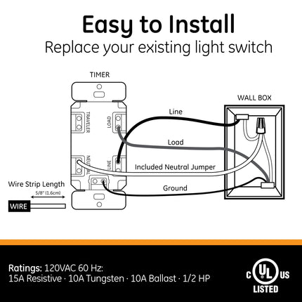 Temporizador digital de pared GE SunSmart, automatiza luces interiores y exteriores, configuraciones diarias/semanales, preajustes de atardecer/amanecer, puerta con botón de encendido/apagado, LCD retroiluminada, puerta blanca y almendra clara, 32787