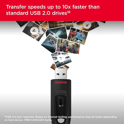 SanDisk Ultra 128GB ,USB 3.0, Flash Drive, with up to 130 MB/s read speed, black