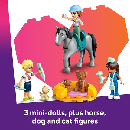 LEGO Friends Horse and Pet Vet Clinic Toy - incl. a Horse, Cat & 3 Dog Animal Figures, plus 3 Mini Dolls, a Stable and Accessories - Birthday Gift for 7+ Year Old Girls - 42651