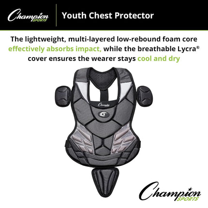 Protector de pecho de béisbol Champion Sports P120LBK modelo juvenil, 13"