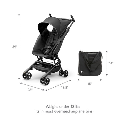 Munchkin Night Owl Lightweight Travel Stroller with Wheel Lights, Ultra Compact for Daily Travel and Easy Storage, Baby and Toddler, Black