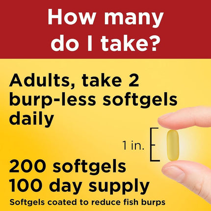 Nature Made Fish Oil Burp-Less 1200 mg 200 Liquid Softgels