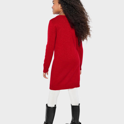 The Children's Place Girls' Long Sleeve Sweater Dress, Classic Red Reindeer, X-Large