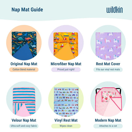 Tapis de sieste matelassé Wildkin pour enfants – Microfibre douce avec oreiller et sangles élastiques pour l'école et les voyages - Licorne