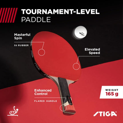Stiga Pro Carbon Performance-Level Table Tennis Racket with Carbon Technology for Tournament Play