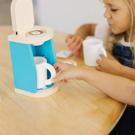 Melissa & Doug 11-Piece Brew and Serve Wooden Coffee Maker Set - Play Kitchen Accessories