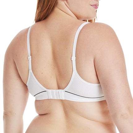 Hanes Womens Originals Wireless Seamless Rib Bralette, ComfortFlex Fit Wirefree Bra, White, S