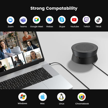 NEARITY A21S Conference Speaker and Microphone, Zoom Certified Speakerphone w/8 Mics, 16ft Voice Pickup, AI 2.0 Noise Cancelling, USB Speakermic with Daisy Chain, Works with Microsoft/Teams/Google Mee