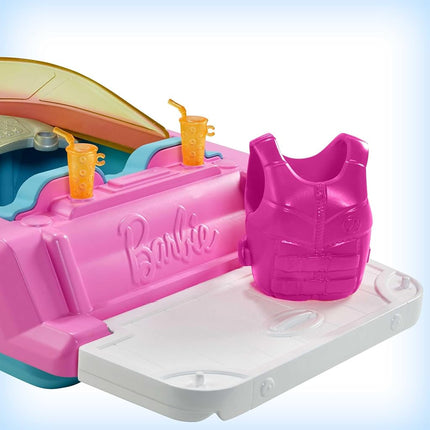 Barbie Boat with Puppy and Themed Accessories, Floats in Water