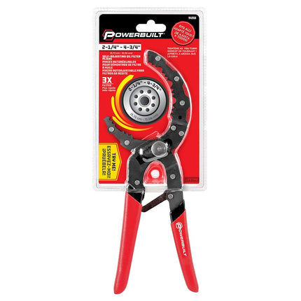 Powerbuilt 942068 Self-Adjusting Oil Filter Pliers, Red