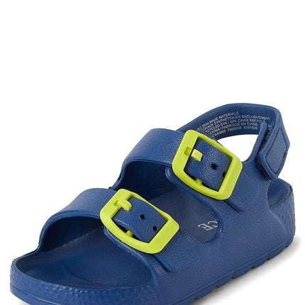 The Children's Place Boy's Baby Double Buckle Slide Sandals, Tile Blue, 10 Toddler