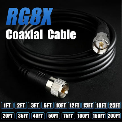 RFAdapter CB Coax Cable, RG8x Coaxial Cable 3ft, UHF PL259 Male to Male Low Loss CB Antenna Cables, 50 Ohm for HAM Radio, Antenna Analyzer, Dummy Load, SWR Meter