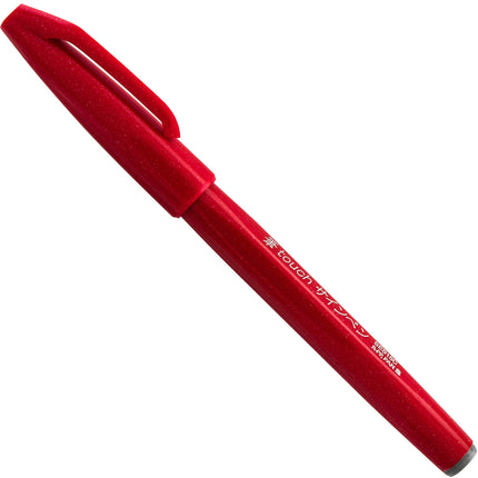 Pentel Arts Sign Pen Touch, Fude Brush Tip, Red Ink, Box of 12 (SES15C-B)
