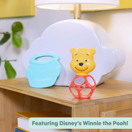 Disney Baby Winnie The Pooh Jingle & Shake Rattle Toy by Bright Starts with Easy-Grasp Oball Technology, Unisex, Newborns & Up