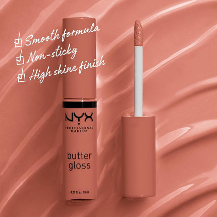 NYX PROFESSIONAL MAKEUP SIONAL MAKEUP Butter Gloss Brown Sugar, Non-Sticky Lip Gloss - Pack Of 3 (Sugar High, Spik