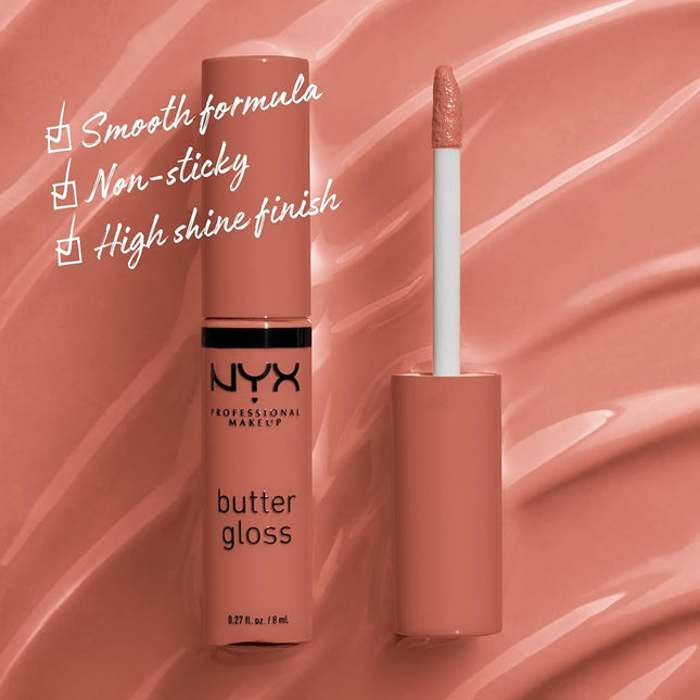 NYX PROFESSIONAL MAKEUP SIONAL MAKEUP Butter Gloss Brown Sugar, Non-Sticky Lip Gloss - Pack Of 3 (Sugar High, Spik