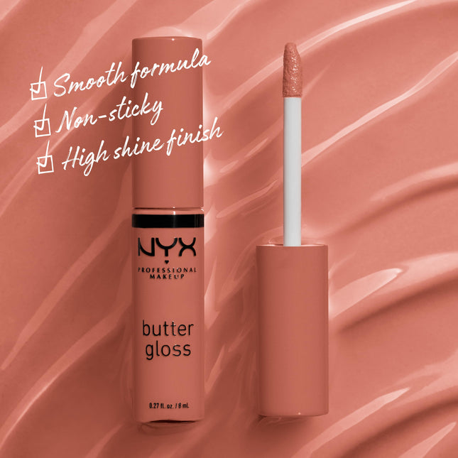 NYX PROFESSIONAL MAKEUP SIONAL MAKEUP Brillo de Labios No Pegajoso Butter Gloss Brown Sugar - Paquete de 3 (Sugar High, Spik