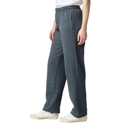 GILDAN Men's Fleece Open Bottom Pocketed Sweatpants, Dark Heather, M UK