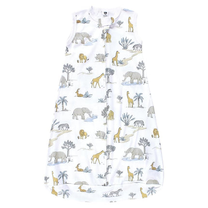 Hudson Baby BabyCotton Saco de dormir con mangas largas, tipo manta, sin mangas, diseño neutral Safari World, 18-24 meses
