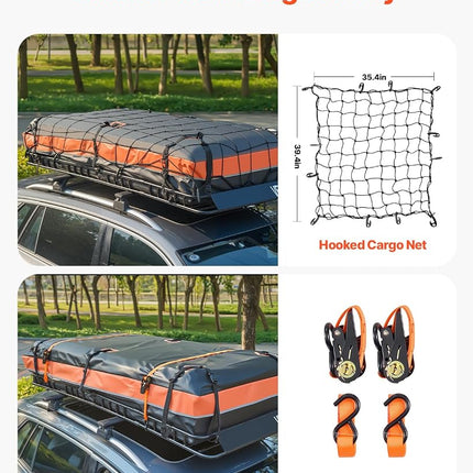 VEVOR Roof Rack Basket, 84 x 39 x 4.1 in, Universal Rooftop Cargo Carrier with 7.9 x 3.9 x 10.2 in Cargo Bag, Net, Ratchet Straps, 250 lbs Max Load Capacity Car Top Luggage Holder, for SUV Truck Car