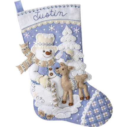 Bucilla 89245E Felt Applique Christmas Stocking Kit, Snowman's Winter, 18"