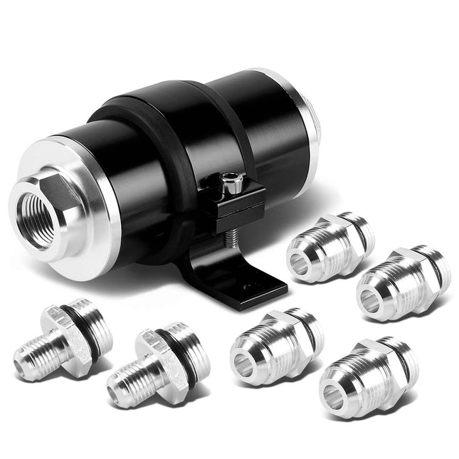 DNA Black AN6/AN8/AN10 Billet Aluminum Inline Fuel Filter+Bracket