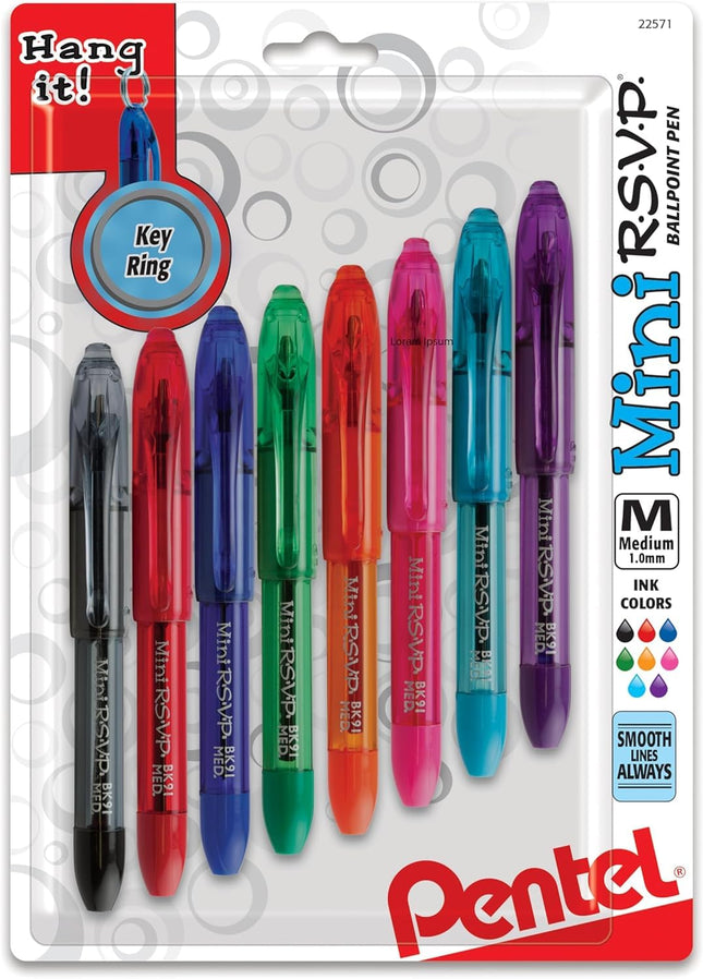 Pentel Mini Ballpoint Pen, Medium, Rubber Grip, No