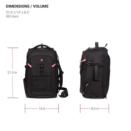 SwissGear Hybrid, Black, 21.5-Inch, Hybrid Travel Laptop Backpack