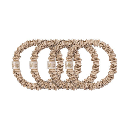 Slip Silk Hair Ties, Blonde Skinny Scrunchies, Set of 4 | Anti-Damage