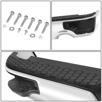 DNA MOTORING Rear Step Bumper Compatible With Ram 1500 2009-2010/Ram 1500 2011-2018/Ram 1500 Classic 2019-2023/Without Sensor Hole,with Dual Exhaust Cutouts, CH1103118, RBUM-ST-DR09-07-CH