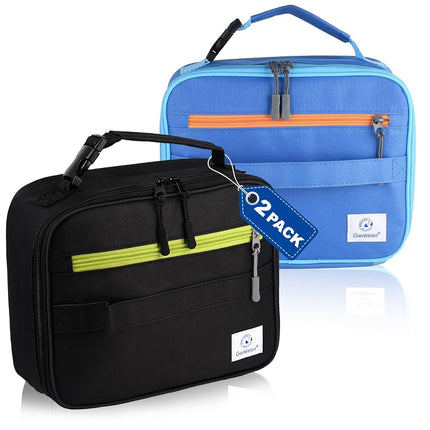 2 Packs Insulated Soft Lunch Bag with Double Zippe