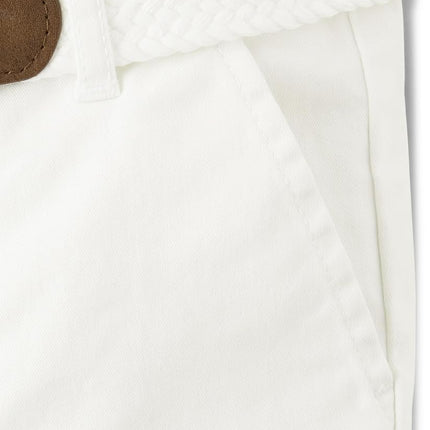 Gymboree Boys' and Toddler Belted Twill Chino Shorts, Simply White, 12